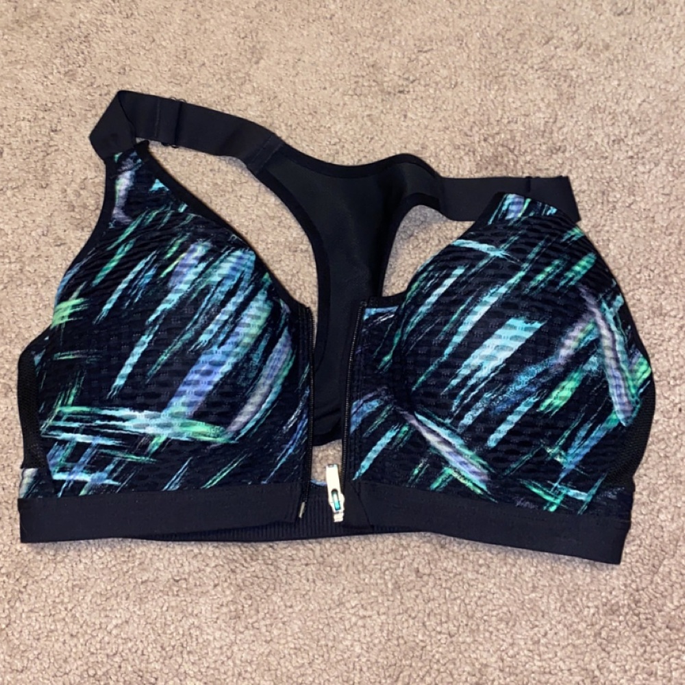 Victoria's Secret Black Blue and Green Sports Bra with Racerback